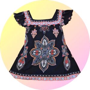 Axcess Y2K Square Neck Fairy Grunge Whimsigoth Top Flutter Sleeve XL Festival